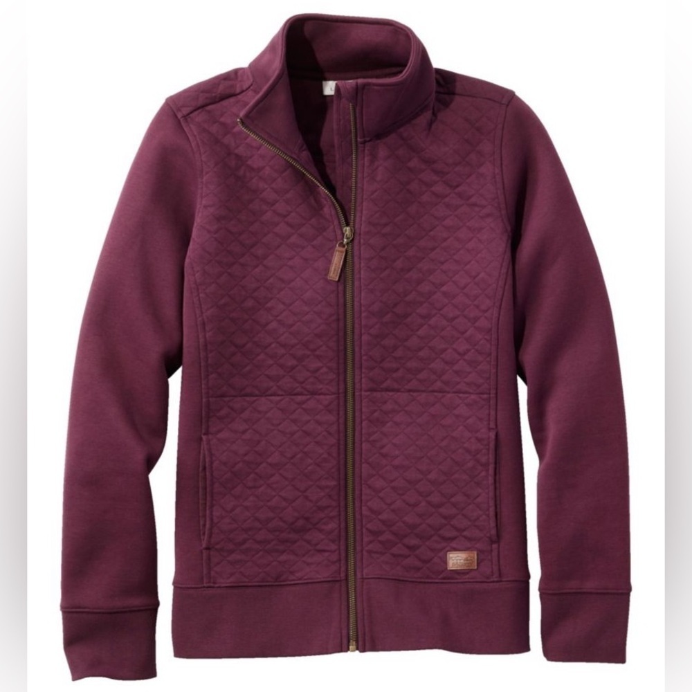 L.L. Bean Quilted Full-Zip Sweater - Deep Purple - Picture 1 of 12